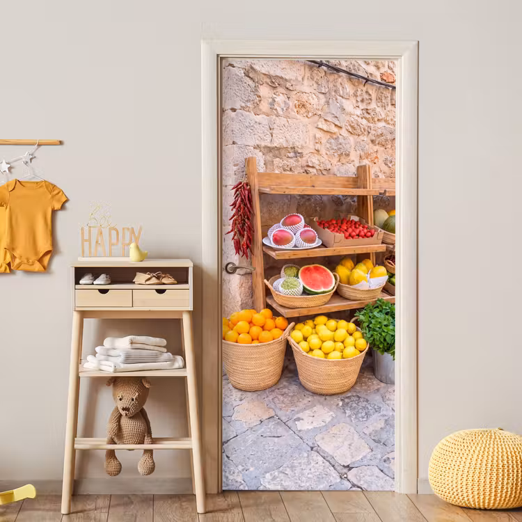 Door sticker - Fruit - Market - Fresh - Fruit - Markt - Vers deurposter klein