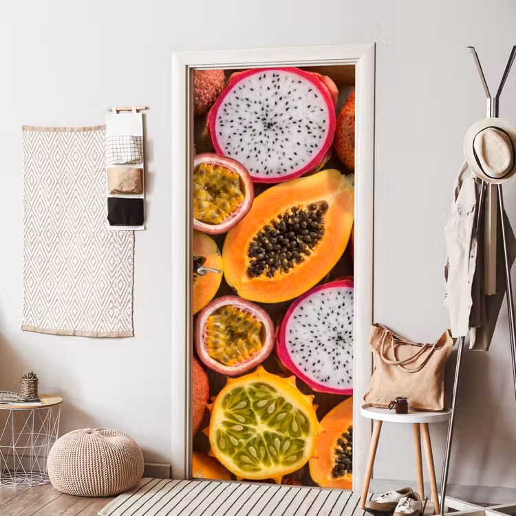 Fruit - Geopend - Tropisch - Eten - Kleurrijk deurposter klein -sfeer6