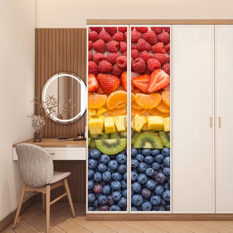 Fruit - Regenboog - Gezond - Kleurrijk deurposter klein -sfeer3
