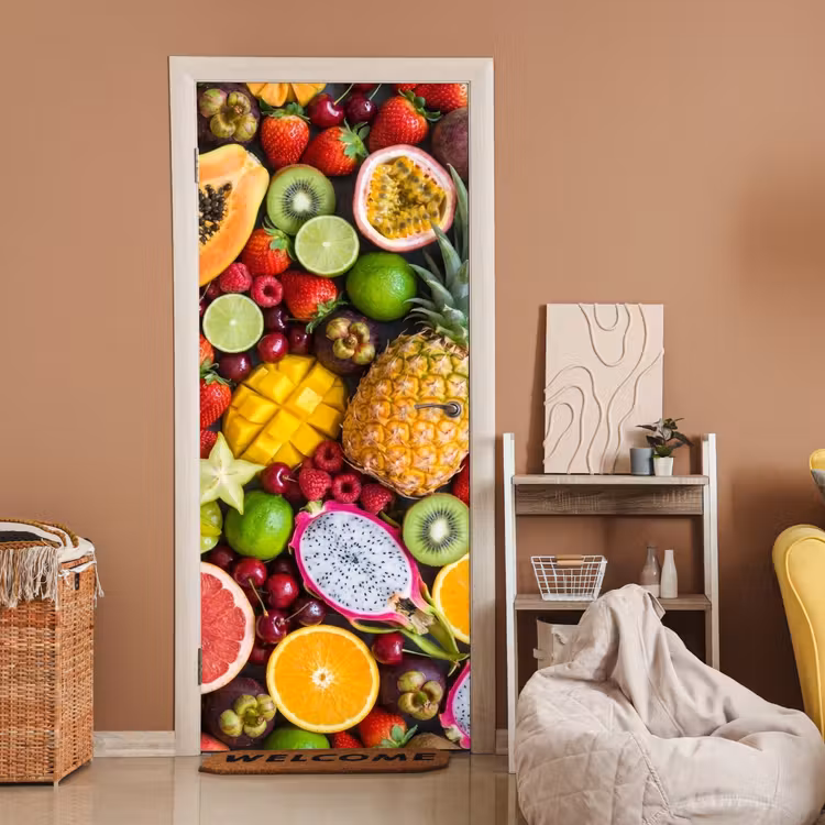 Fruit - Assortiment - Vers - Gezond - Kleurrijk deurposter klein -sfeer1