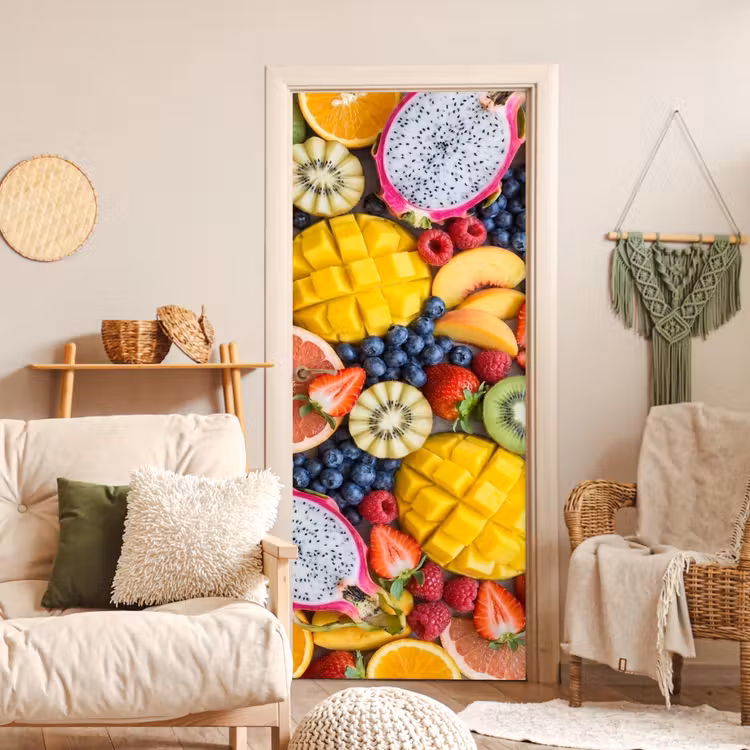 Fruit - Versneden - Kleurrijk - Eten - Gezond deurposter klein -sfeer2