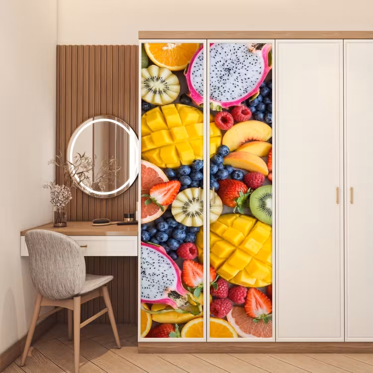 Fruit - Versneden - Kleurrijk - Eten - Gezond deurposter klein -sfeer3