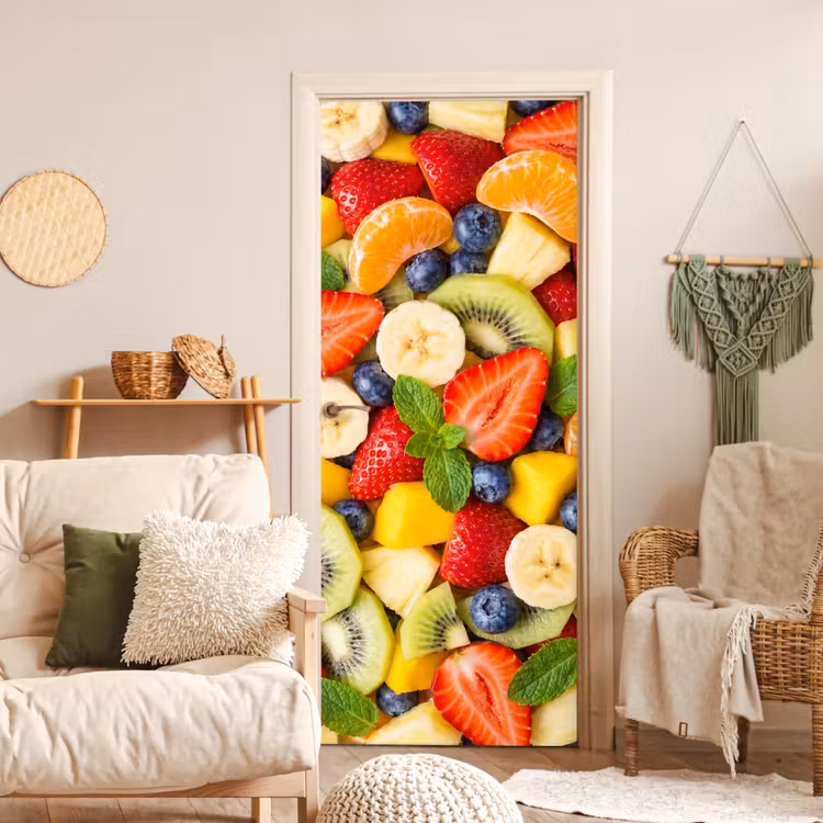 Fruit - Plakjes - Eten - Kleurrijk deurposter klein -sfeer2
