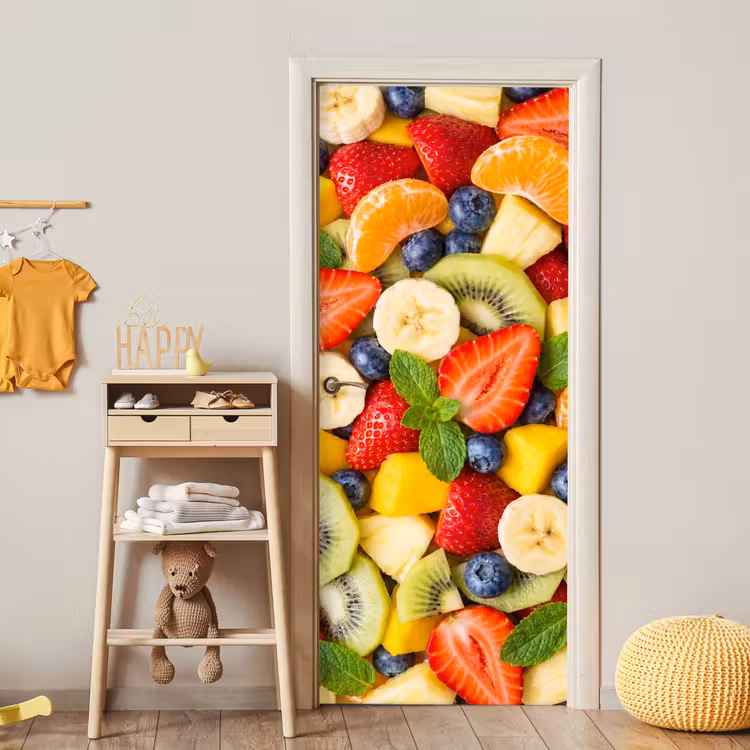 Fruit - Plakjes - Eten - Kleurrijk deurposter klein -sfeer4