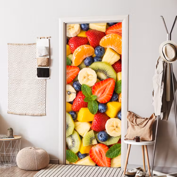 Fruit - Plakjes - Eten - Kleurrijk deurposter klein -sfeer6