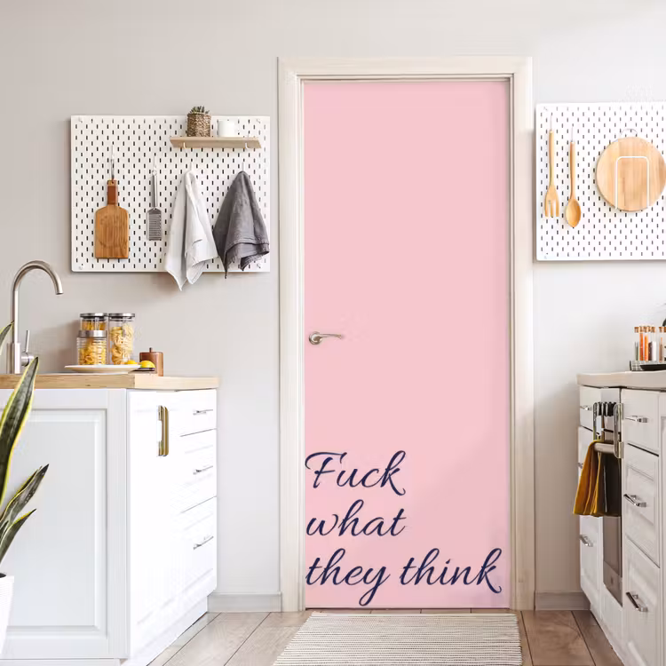 Fuck what they think - Roze - Minimalistisch deurposter klein -sfeer5