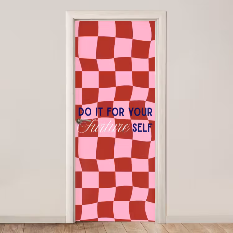 Furture - Geblokt - Rood deurposter klein -3d_beige