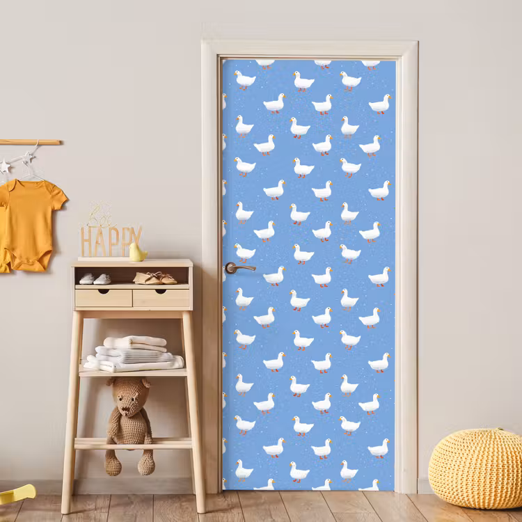 Ganzen - Elegant - Blauw deurposter klein 289 -sfeer4
