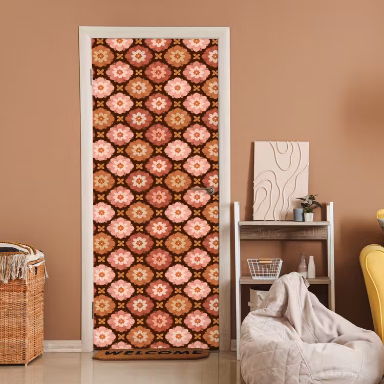 Geometrisch - Bloemen - Kleurrijk deurposter klein 289 -sfeer1