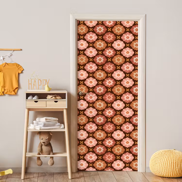 Geometrisch - Bloemen - Kleurrijk deurposter klein 289 -sfeer4