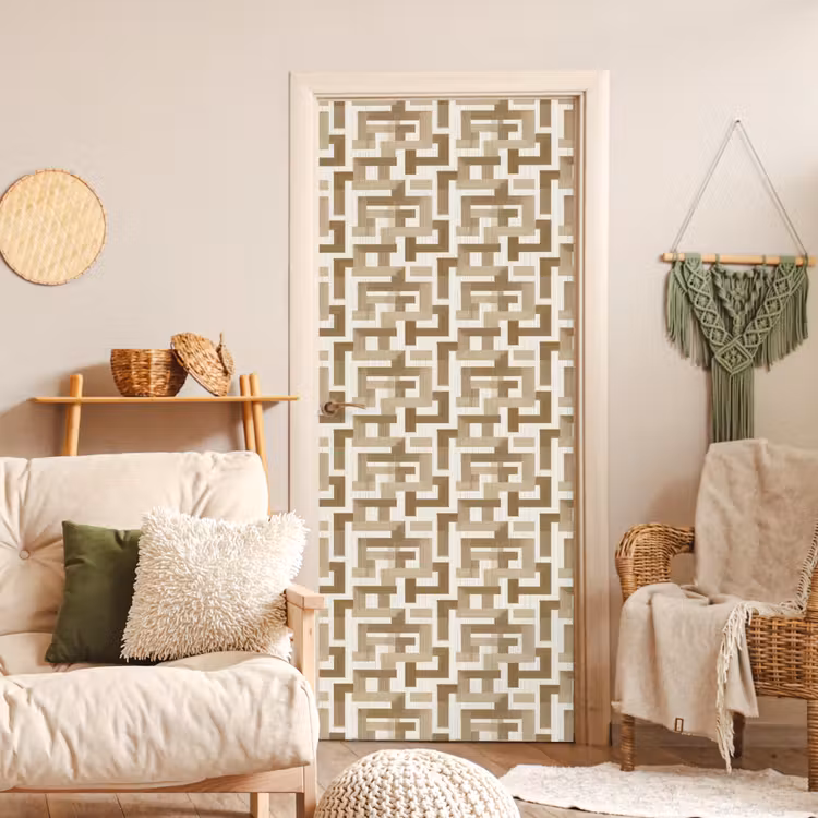 Geometrisch - Retro - Bruin deurposter klein 289 -sfeer2