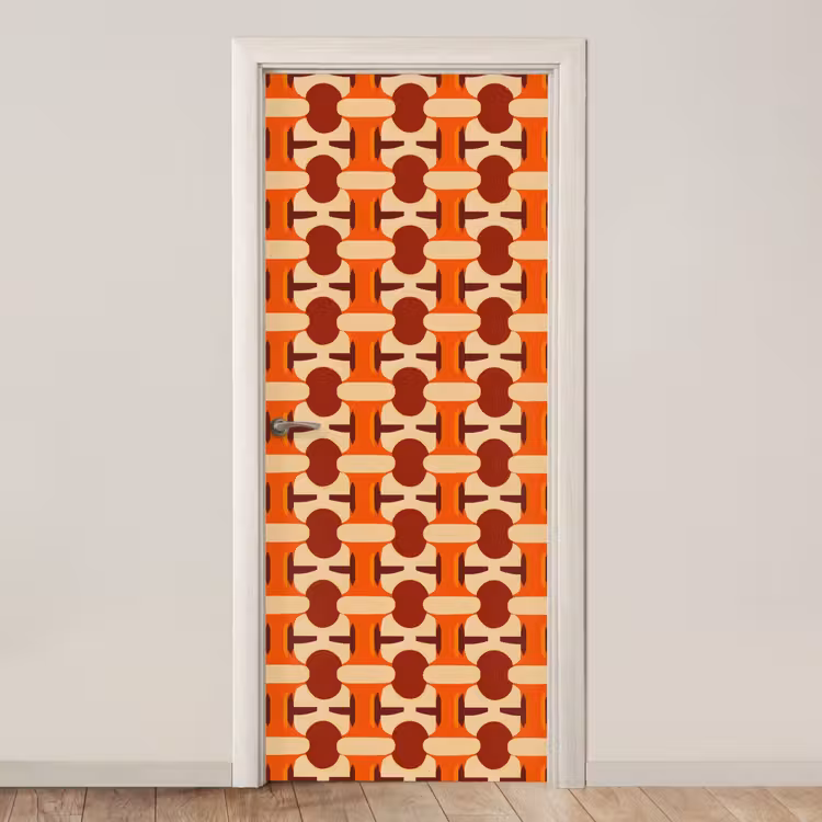 Geometrisch - Retro - Oranje deurposter klein 289 -3d_beige