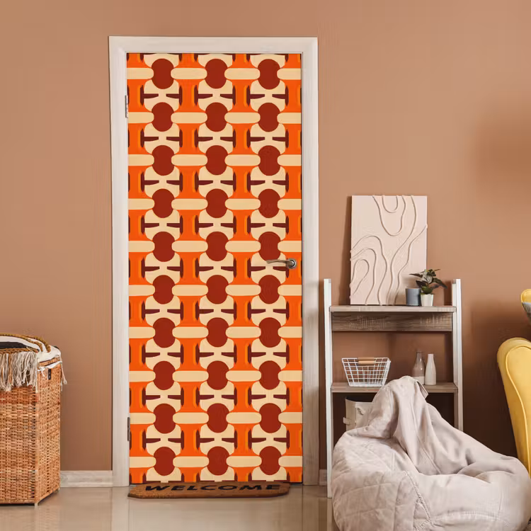 Geometrisch - Retro - Oranje deurposter klein 289 -sfeer1