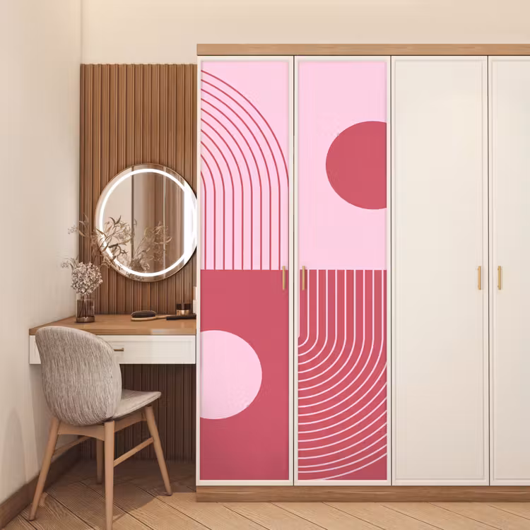 Geometrie - Patroon - Abstract - Roze - Modern deurposter klein -sfeer3