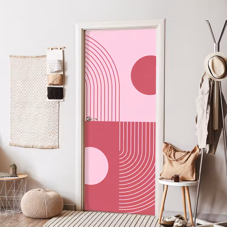 Geometrie - Patroon - Abstract - Roze - Modern deurposter klein -sfeer6