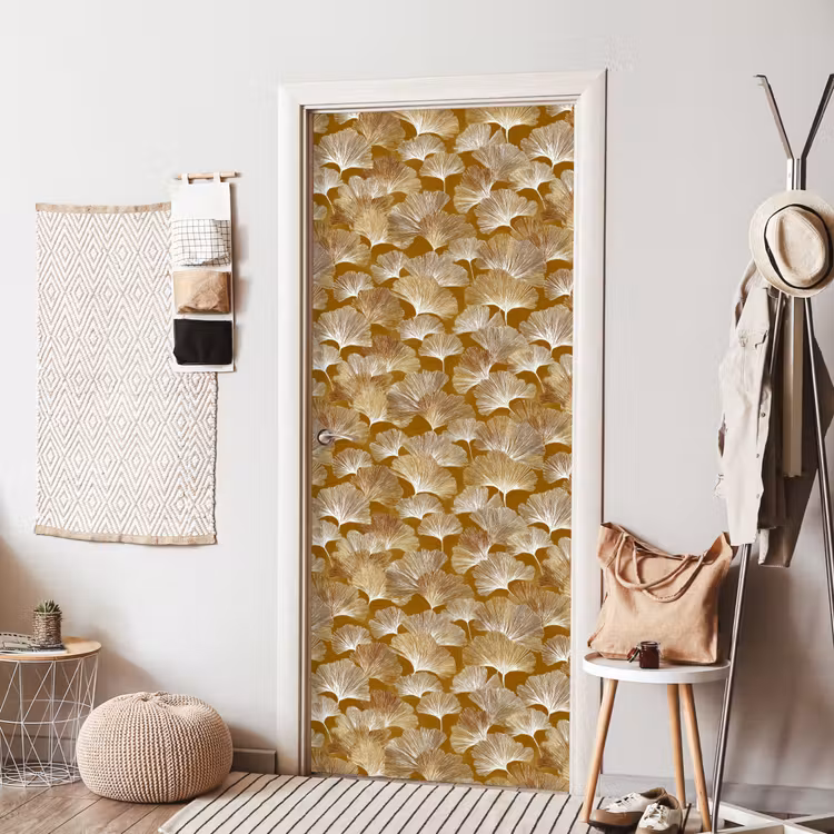 Ginkgo - Bladeren - Goud deurposter klein 289 -sfeer6