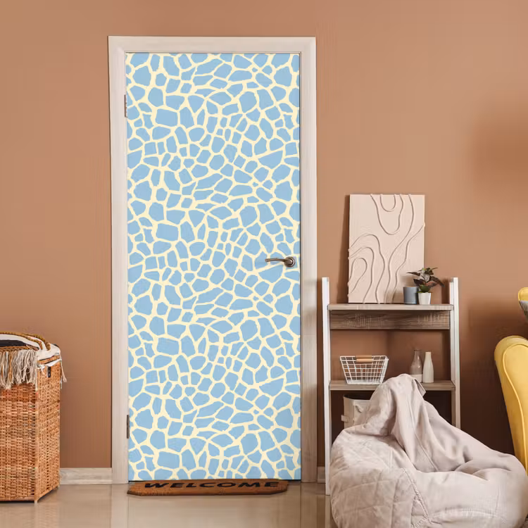 Giraf - Modern - Blauw deurposter klein 289 -sfeer1