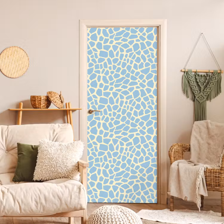Giraf - Modern - Blauw deurposter klein 289 -sfeer2