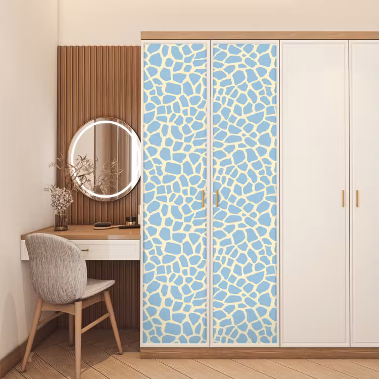 Giraf - Modern - Blauw deurposter klein 289 -sfeer3