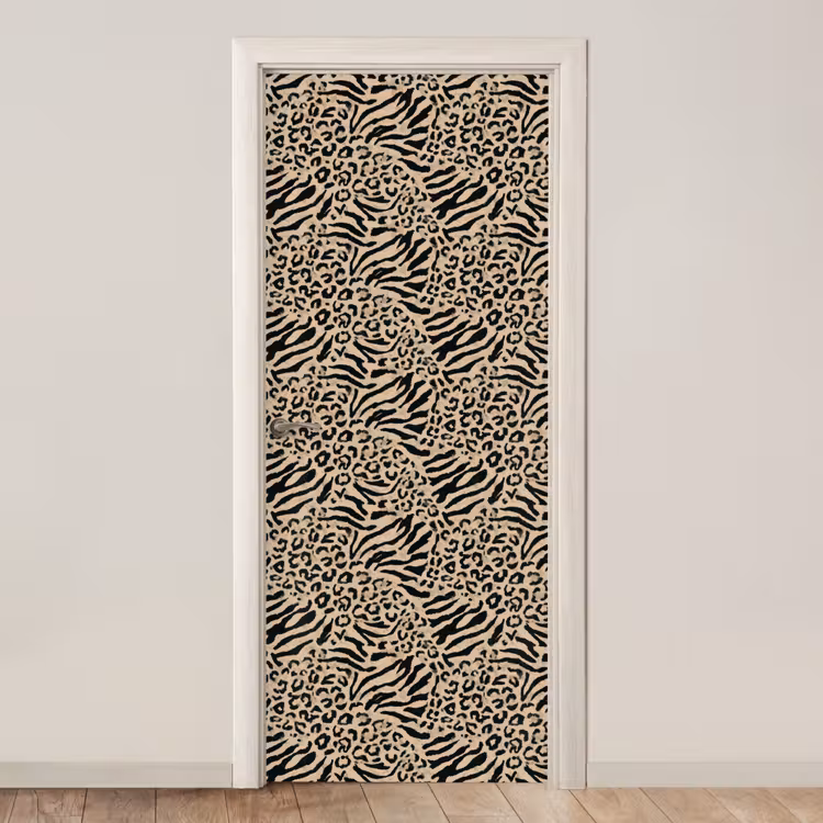 Giraf - Zebra - Motief - Bruin deurposter klein 289 -3d_beige
