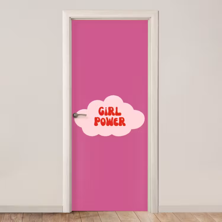 Girl power - Wolk - Roze deurposter klein -3d_beige