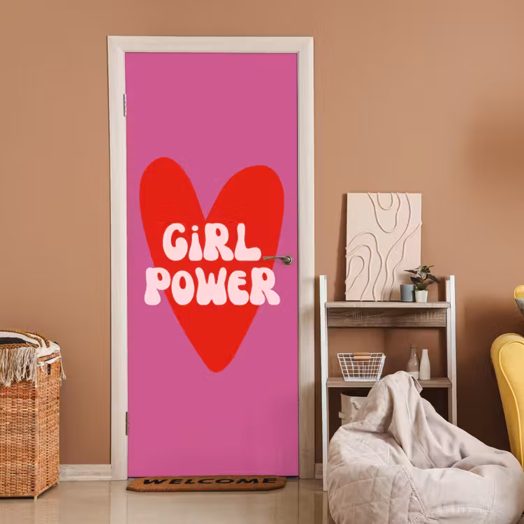 Girl power - Hart - Roze - Rood deurposter klein -sfeer1