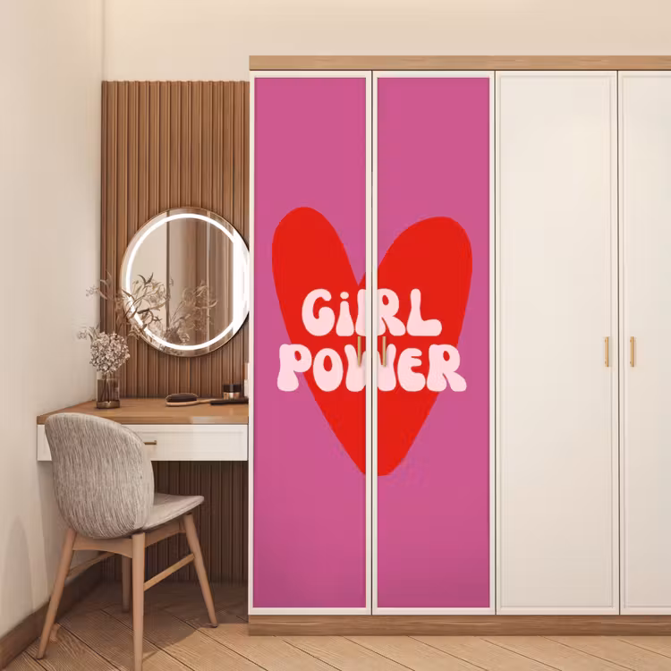Girl power - Hart - Roze - Rood deurposter klein -sfeer3