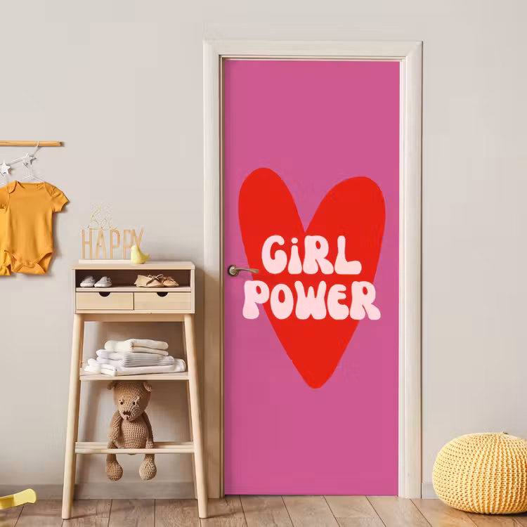 Girl power - Hart - Roze - Rood deurposter klein -sfeer4
