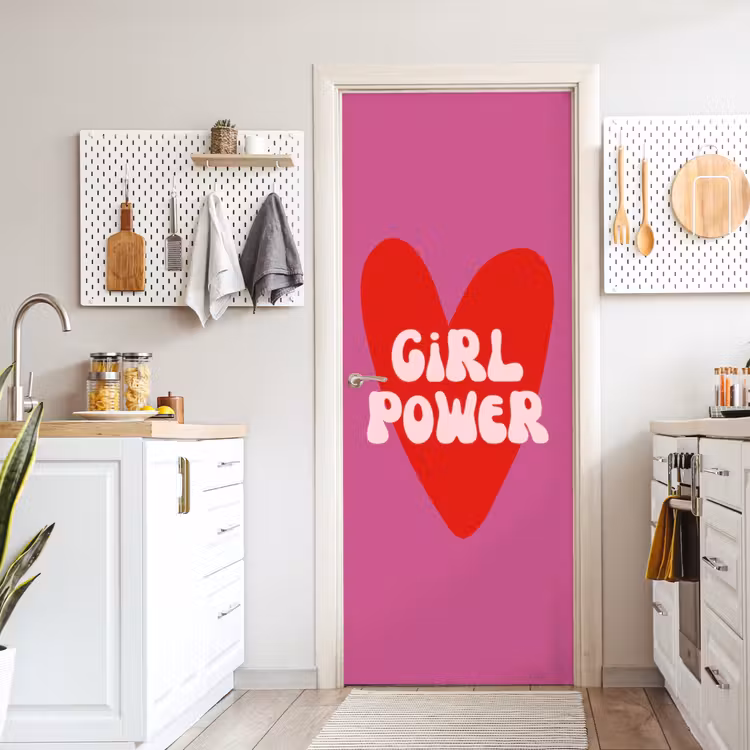 Girl power - Hart - Roze - Rood deurposter klein -sfeer5