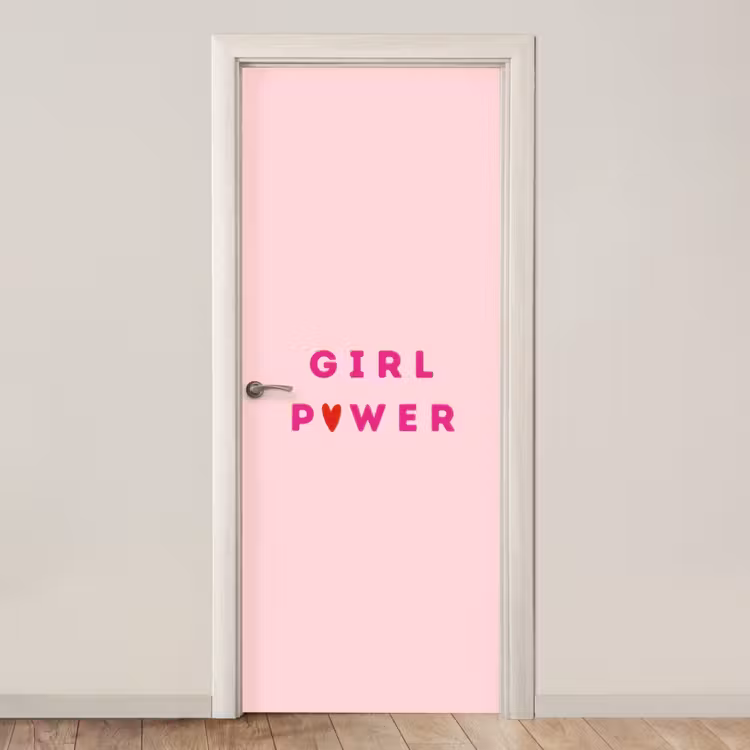 Girl power - Roze - Hartje deurposter klein -3d_beige