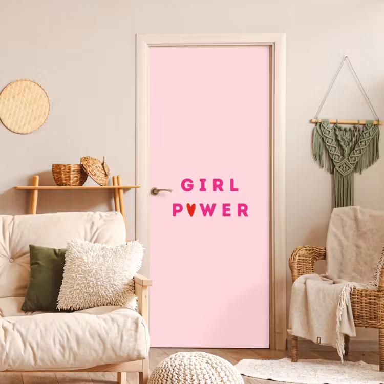 Girl power - Roze - Hartje deurposter klein -sfeer2