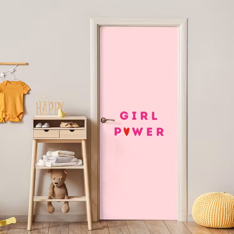 Girl power - Roze - Hartje deurposter klein -sfeer4