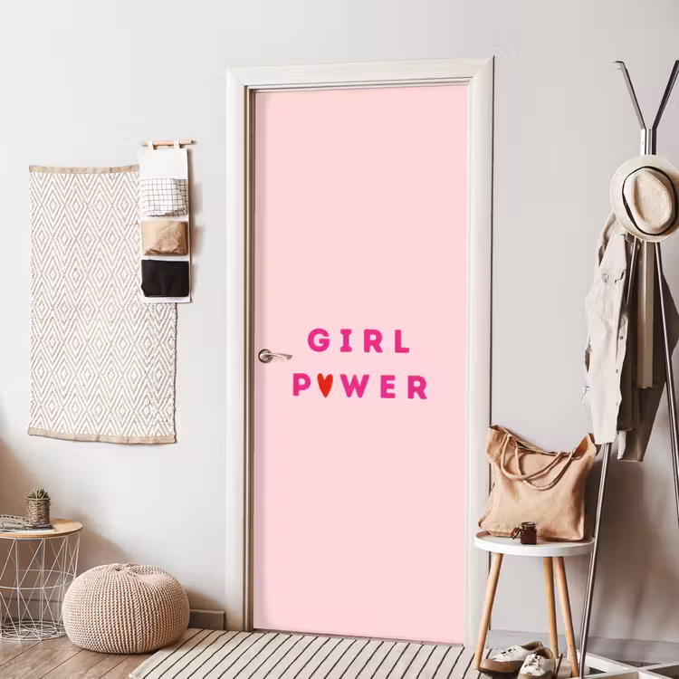 Girl power - Roze - Hartje deurposter klein -sfeer6