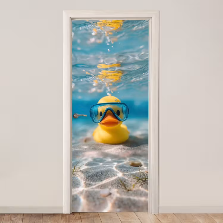 Duikbril - Eend - Water deurposter klein -3d_beige