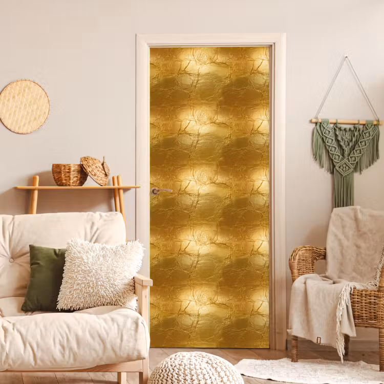 Bladgoud - Vintage - Textuur - Warm Goud deurposter klein 289 -sfeer2