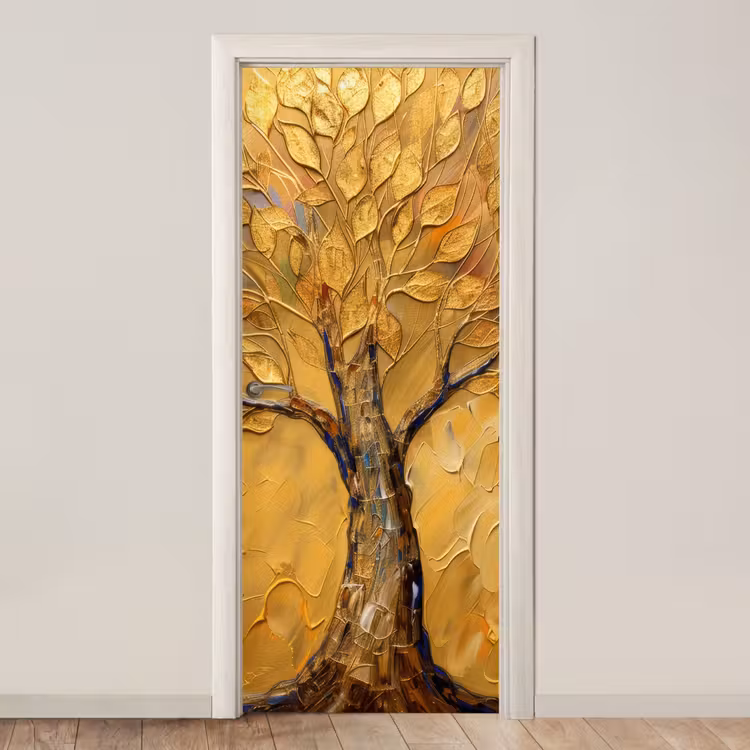 Goud - Boom - Abstract - Modern deurposter klein -3d_beige