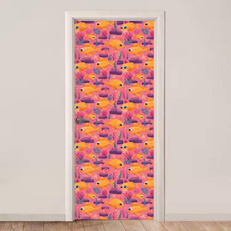 Goudvissen - Koraal - Kleurrijk deurposter klein 289 -3d_beige