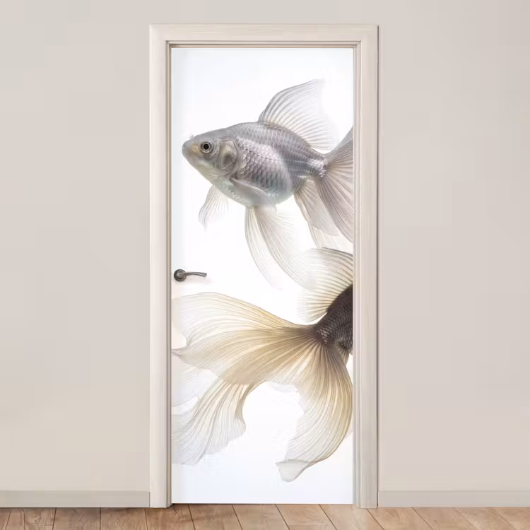 Goudvissen - Modern - Wit deurposter klein -3d_beige