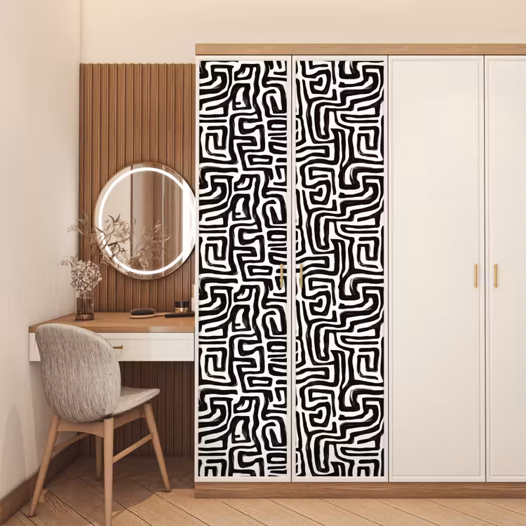 Grafisch - Lijnen - Zwart - Wit deurposter klein 289 -sfeer3