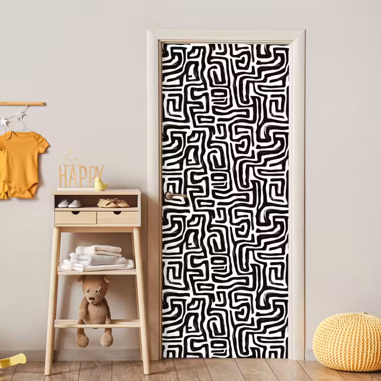 Grafisch - Lijnen - Zwart - Wit deurposter klein 289 -sfeer4