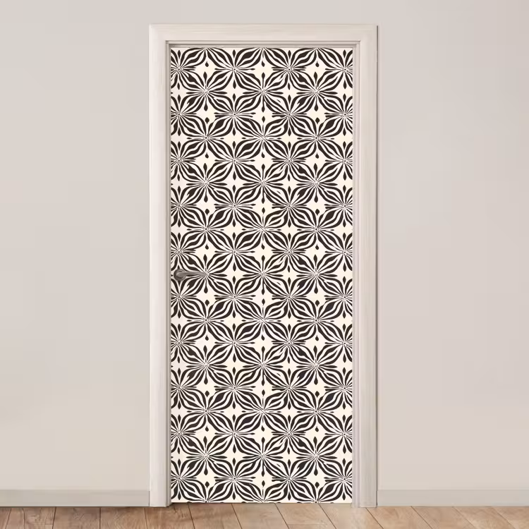 Grafisch - Patroon - Zwart deurposter klein 289 -3d_beige