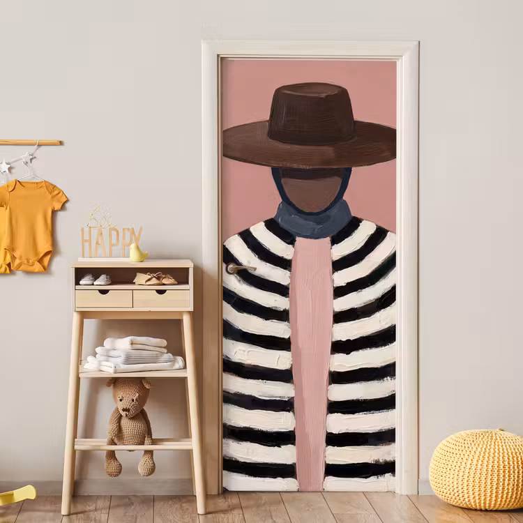 Grafisch - Vrouw - Roze deurposter klein -sfeer4