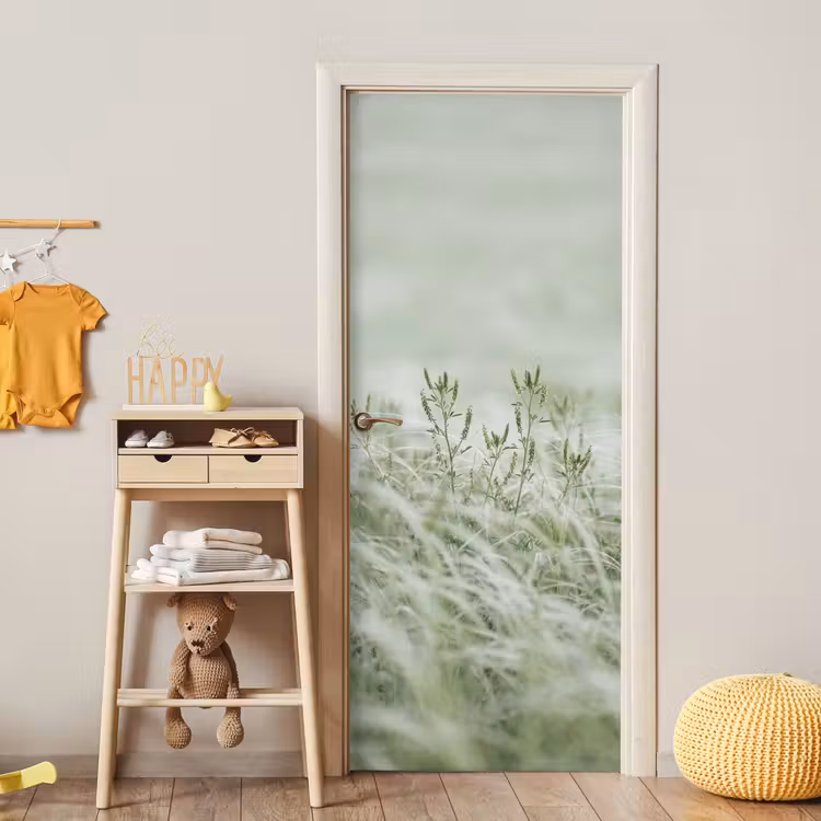 Grassen - Minimalistisch - Groen deurposter klein -sfeer4