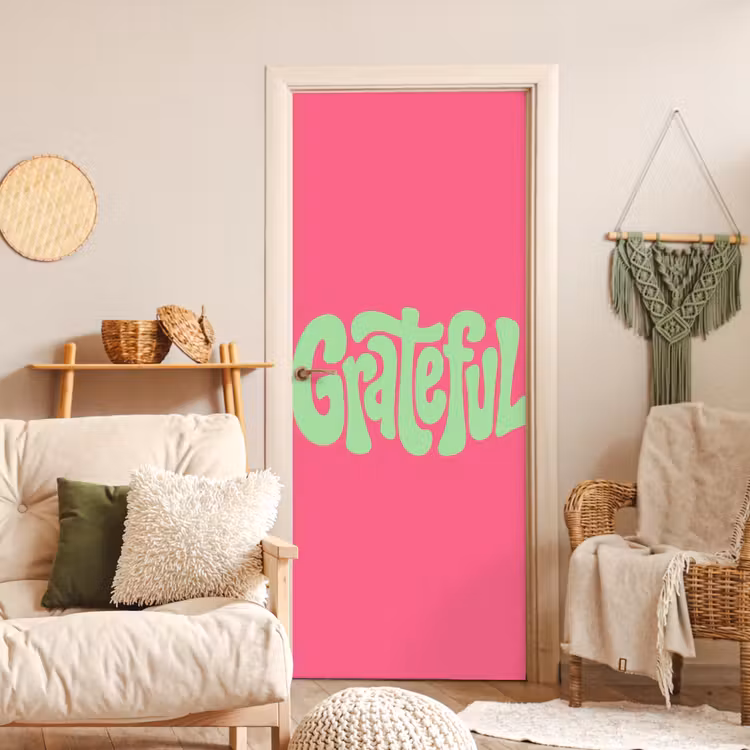 Grateful - Groen - Grafisch - Vloeiend deurposter klein -sfeer2