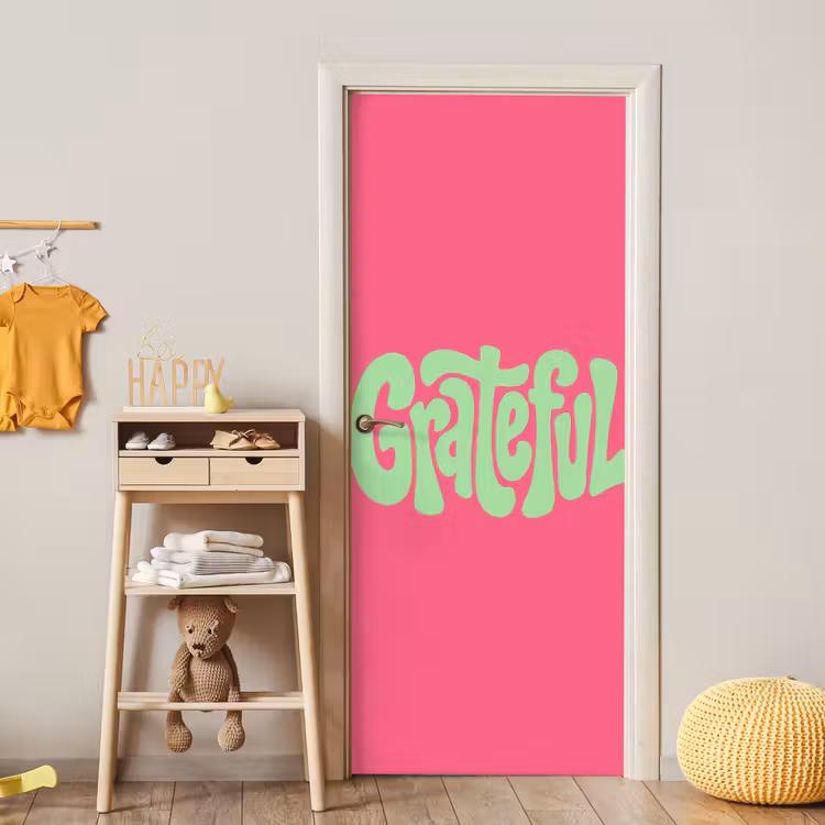 Grateful - Groen - Grafisch - Vloeiend deurposter klein -sfeer4