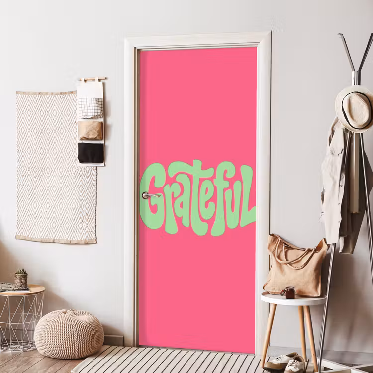 Grateful - Groen - Grafisch - Vloeiend deurposter klein -sfeer6