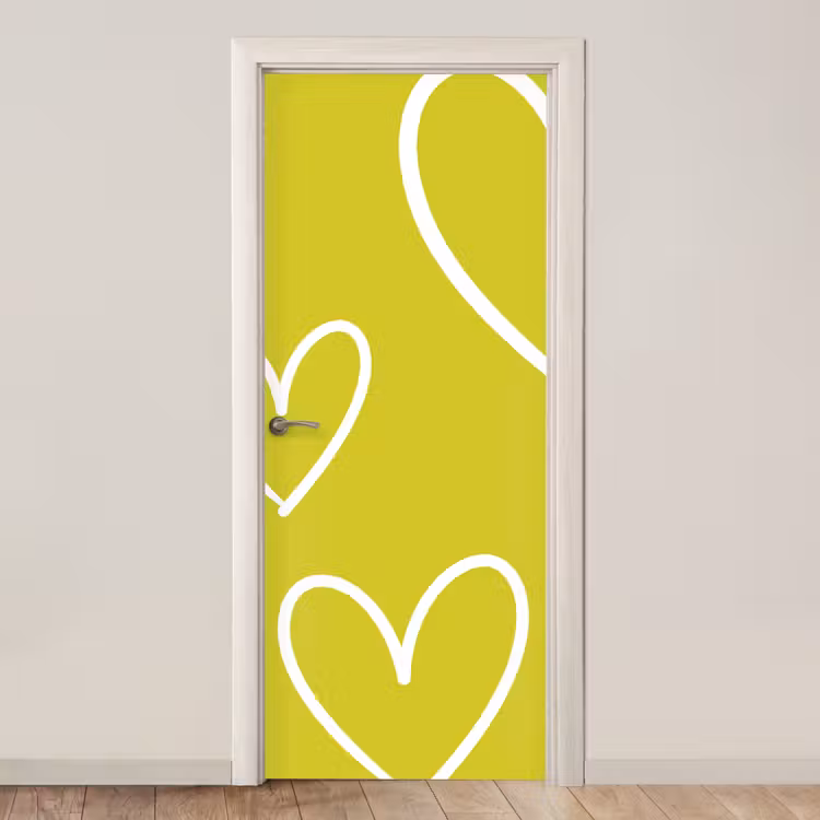 Groen - Hartjes - Wit deurposter klein -3d_beige
