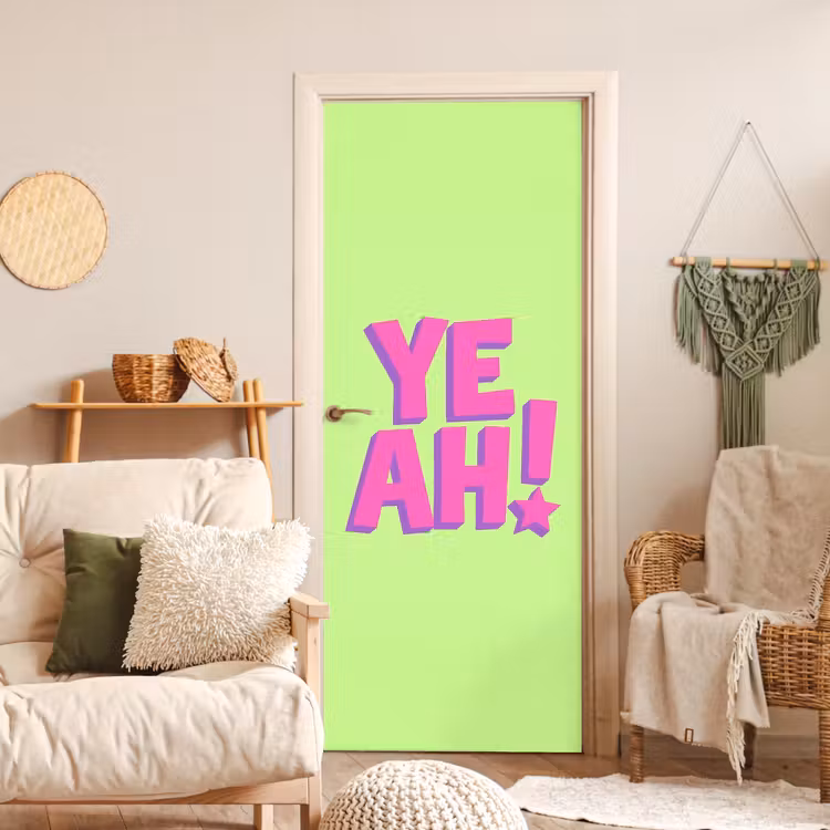 Groen - Neon - Quote deurposter klein -sfeer2