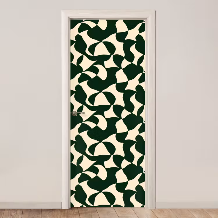 Groen - Organische vlakken - Crème deurposter klein 289 -3d_beige