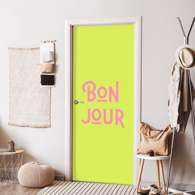 Groen - Roze bonjour - art-deco deurposter klein -sfeer6